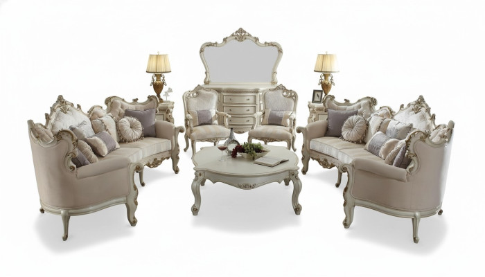 Halbrunde Viersitzer Wohnzimmer Couch Textil Barock Rokoko Luxus Sofa