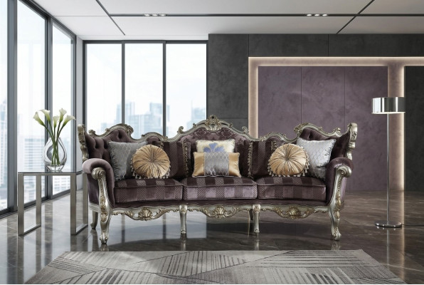 Klassische Viersitzer Wohnzimmer Couch Textil Rokoko Barock Luxus Sofa
