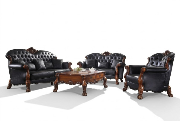 Designer Sofagarnitur 3+2+1 Sitzer Sofa Couch Leder Garnitur Polster Set Neu