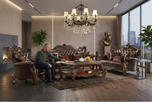 Luxus Chesterfield Sofagarnitur 3+2+1 Sitzer + Couchtisch Möbel Couch