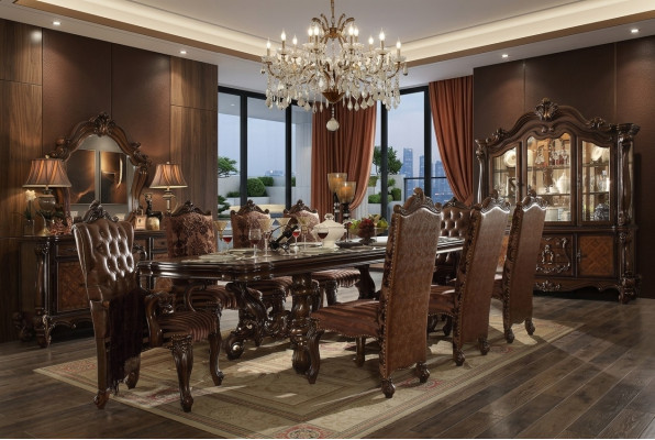 Klassisches Komplettes Set Esstisch + x6 Chesterfield Stühle Esszimmer Garnitur