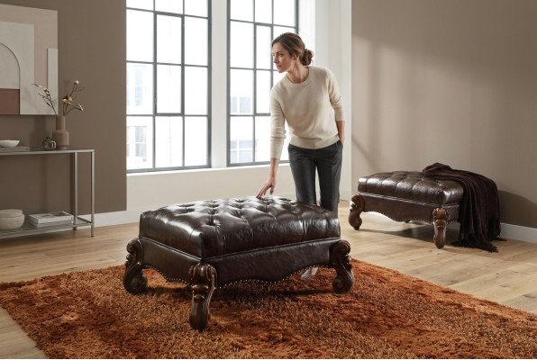 Fußhocker Hocker Polsterhocker Sitzhocker Ottomane Hocker Chesterfield Barock