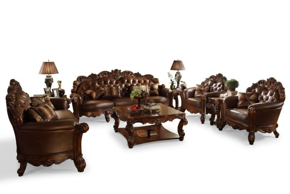 Ledersofa Sofagarnitur Set Garnitur Couch Gruppe Chesterfield Sofa Barock