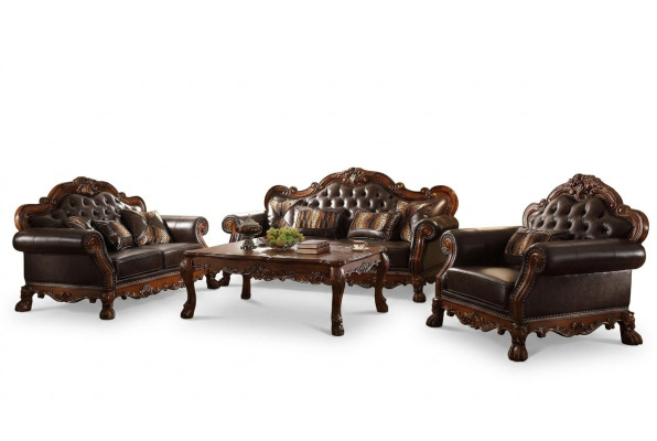 Luxus Chesterfield Sofagarnitur 3+2+1 Sitzer mit Couchtisch Möbel Couch Sofa Neu