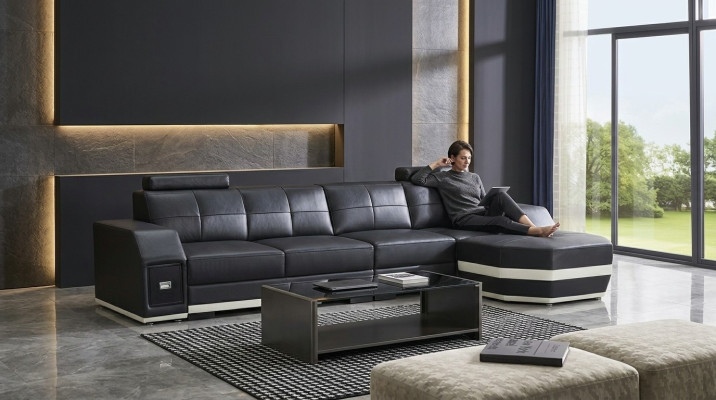 Ledersofa Wohnlandschaft Eck Garnitur Design Modern L-Form Ecksofa