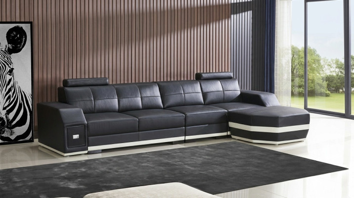 Ledersofa Wohnlandschaft Eck Garnitur Design Modern L-Form Ecksofa