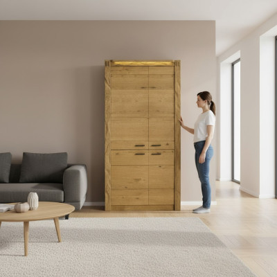 Hochschrank Mehrzweck Schrank Schubladen Wohnzimmer Regal Vitrine Antik Stil Neu