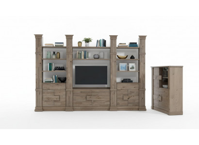 Wohnwand Schranksystem Wohnzimmer Schrank Landhaus Kommode TV