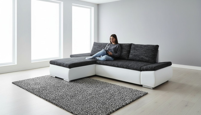 Design Modern Ecksofa L-form Bettfunktion Couch Leder Textil Sofas Neu