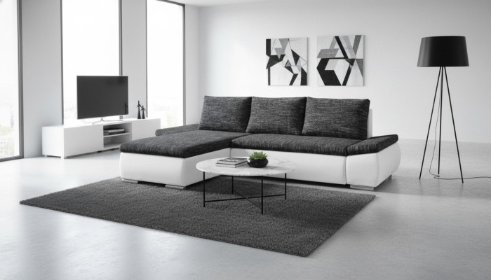 Design Modern Ecksofa L-form Bettfunktion Couch Leder Textil Sofas Neu