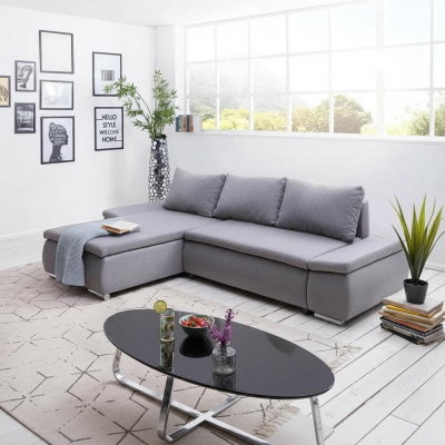 Schlafsofa Design Ecksofa L-form Bettfunktion Couch Textil Sofas Stoff