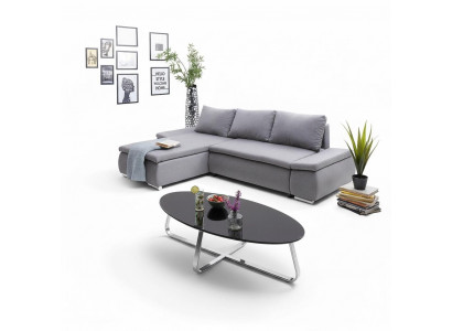 Schlafsofa Design Ecksofa L-form Bettfunktion Couch Textil Sofas Stoff