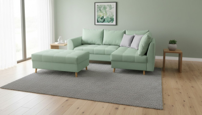 Ecksofa L Form Sofa Couch Polster Sofas Wohnlandschaft Stoffsofa Hocker