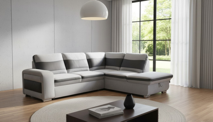 Ecksofa Eck Wahl Leder Stoff Polster Textil Bett Kasten Couch Sofa Ecke