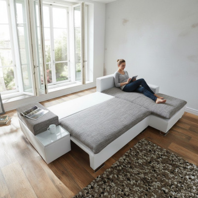 Schlafsofa Design Ecksofa L-form Bettfunktion Textil Couch Sofas Stoff