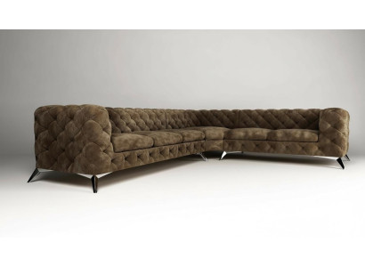 Samt Ecksofa Chesterfield Sofa Polstergarnitur Couch Wohnlandschaft