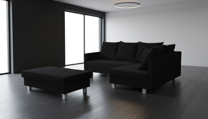 Ecksofa L-Form mit Puff Design Sofa Ecksofa Couch Polster Textil Sofas Neu