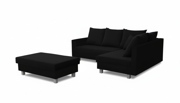Ecksofa L-Form mit Puff Design Sofa Ecksofa Couch Polster Textil Sofas Neu