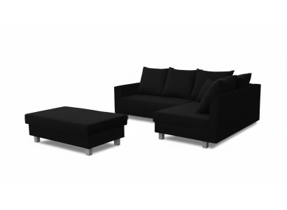 Ecksofa L-Form mit Puff Design Sofa Ecksofa Couch Polster Textil Sofas Neu
