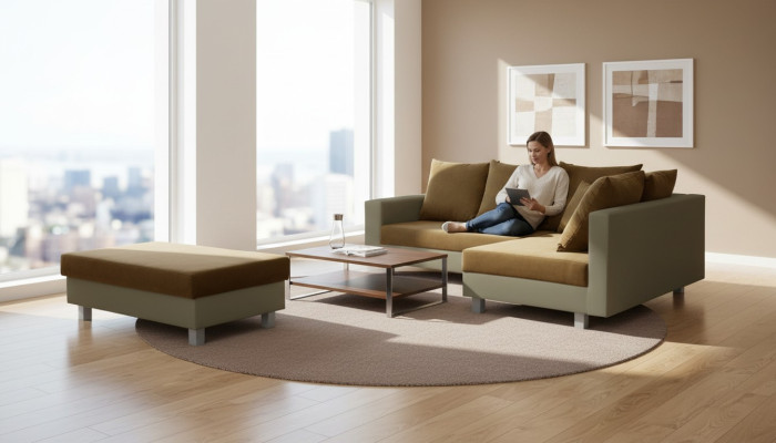Sofa L-Form Ledersofa Textil Couch Wohnlandschaft Ecksofa Garnitur Polster