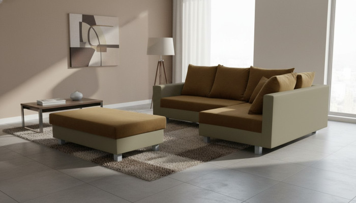 Sofa L-Form Ledersofa Textil Couch Wohnlandschaft Ecksofa Garnitur Polster