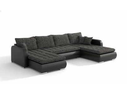 Design Ecksofa U-form Bettfunktion Couch Leder Textil Sofa Neu Wohnlandschaft