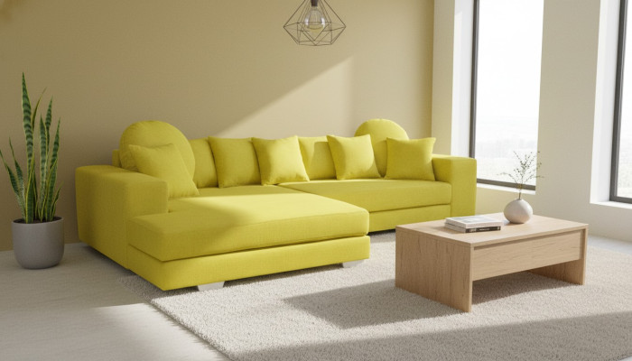 Gelbe Ecksofa Eckcouch Eckgarnitur Polster Sofa Couchen Sofas Wohnlandschaft