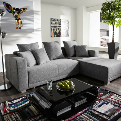 Ecksofa L Form Sofa Couch Polster Sofas Wohnlandschaft Stoffsofa Hocker Couchen