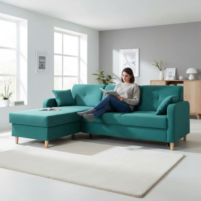 Schlafsofa Design Ecksofa L-form Bett Couch Textil Sofas Stoff Schlaf Funktion