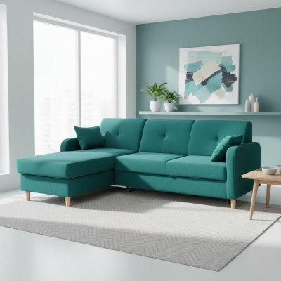 Schlafsofa Design Ecksofa L-form Bett Couch Textil Sofas Stoff Schlaf Funktion