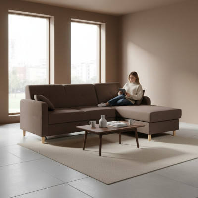 Design Ecksofa Schlafsofa Bettfunktion Couch Leder Textil Polster Sofas Kasten