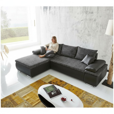 Ecksofa L-Form Sofa Couch Design Schlafsofa Polster Bettfunktion Textil