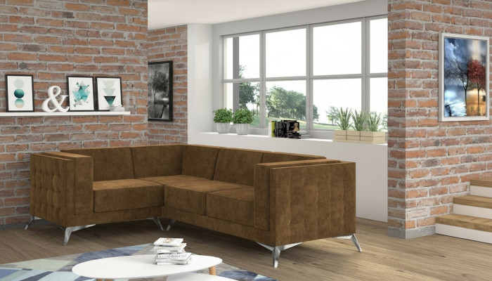 Stoff L-Form Couch Wohnlandschaft Ecksofa Garnitur Modern Design Sofa