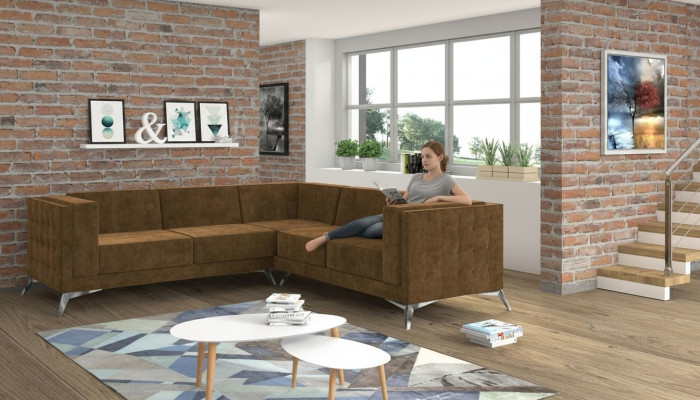 Design Ecksofa Sofa Lform Couch Polster Klassische Couchen Eck Sofas Braun Neu