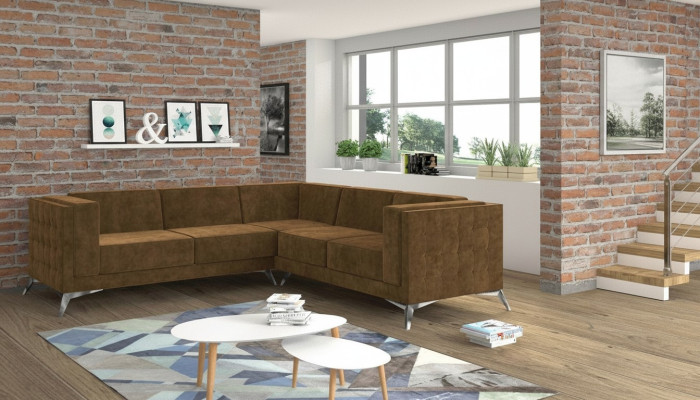 Design Ecksofa Sofa Lform Couch Polster Klassische Couchen Eck Sofas Braun Neu