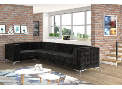 Chesterfield Ecksofa L-Form Stoff Design Couch Polster Sitz Textil Sofa Eck Neu