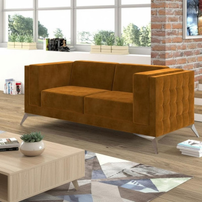 Zweisitzer 2 Sitzer Chesterfield Polster Couch Stoff Couchen Sofa Sitz Garnitur