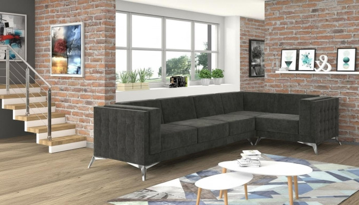 Ecksofa Chesterfield Sofa Polstergarnitur Couch Wohnlandschaft Deko L-form
