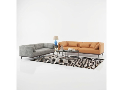 Sofagarnitur 4+3+2 Ledersofa Couch Wohnlandschaft Garnitur Design Modernes Sofa