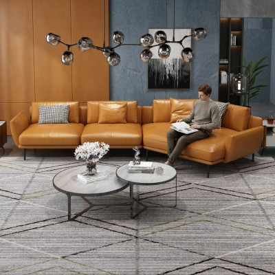 Ecksofa Sofa L-Form Ledersofa Couch Wohnlandschaft Garnitur Trapez Moderne Sofas