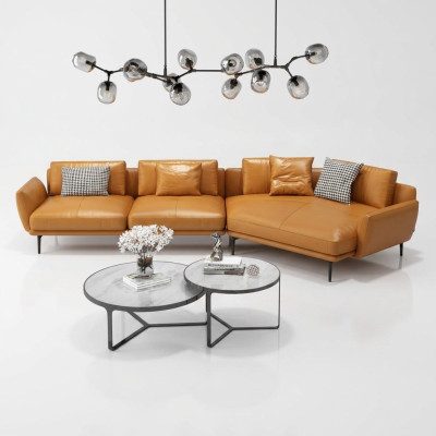Ecksofa Sofa L-Form Ledersofa Couch Wohnlandschaft Garnitur Trapez Moderne Sofas