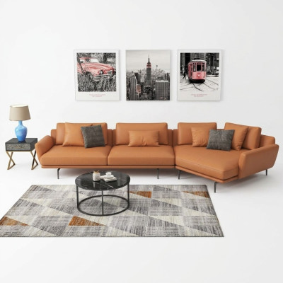Ecksofa L-Form Stoff Couch Wohnlandschaft Garnitur Design Modern Sofa Trapez Neu