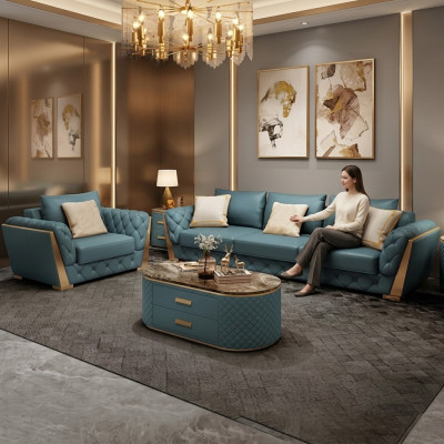 Sofa 3 Sitzer Wohnlandschaft Sofas Couch Polster Garnitur Stoff Modern Leder