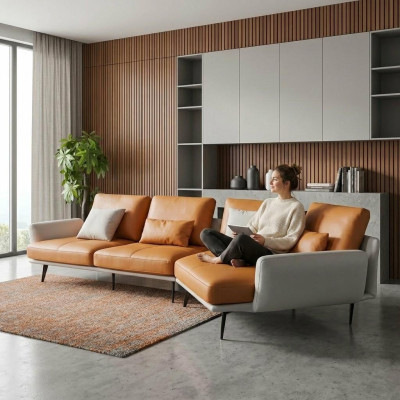 Ecksofa L-Form Wohnlandschaft Sofa Couch Polster Ecke Garnitur Ledersofa Gruppe