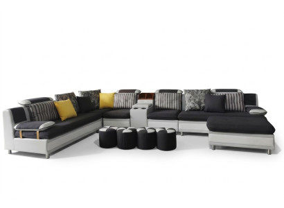 Ecksofa U-Form Wohnlandschaft Sofa Couch Polster Ecke Garnitur Stoff Sofas Neu