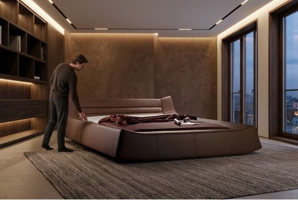 Bett Polster Design Luxus Doppel Hotel Betten Schlaf Zimmer Leder Stoff Modern