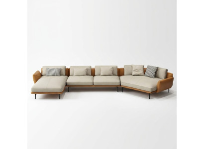 Ecksofa U-Form Wohnlandschaft Sofa Couch Polster Ecke Garnitur Stoff Sofas Leder