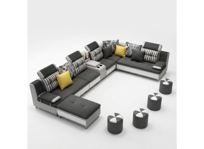 Ecksofa U-Form Wohnlandschaft Sofa Couch Polster Garnitur Stoff Sofas Leder Neu