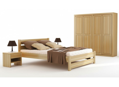 Schlafzimmer 3tlg. Set Bett Nachttische 2x Betten Echtes Holz Massivholz