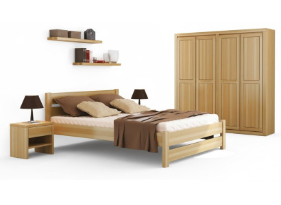 Schlafzimmer Set Komplett 5tlg. Bett Echte Nachttische Massive Holz Möbel Neu
